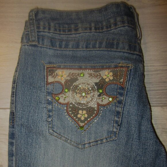 Angels Low Waist Wide Legged Y2K Embroidered Pocket Jeans - Picture 1 of 14